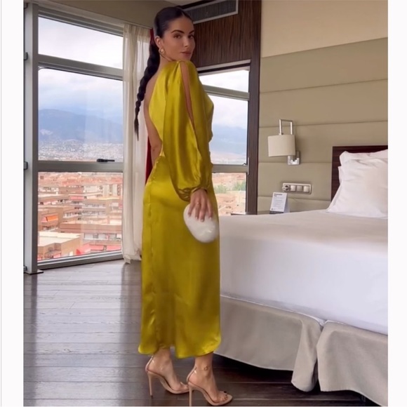 NWT Zara Satin Effect Asymmetric Dress - Picture 14 of 17